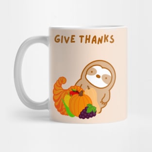 Thanksgiving Give Thanks Sloth Mug